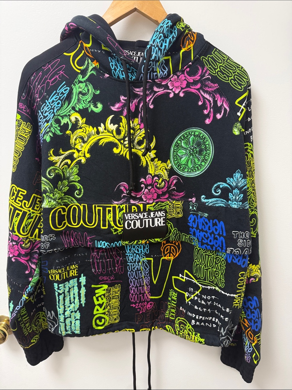 Versace Jeans Collection neon pink yellow green blue graphic hoodie